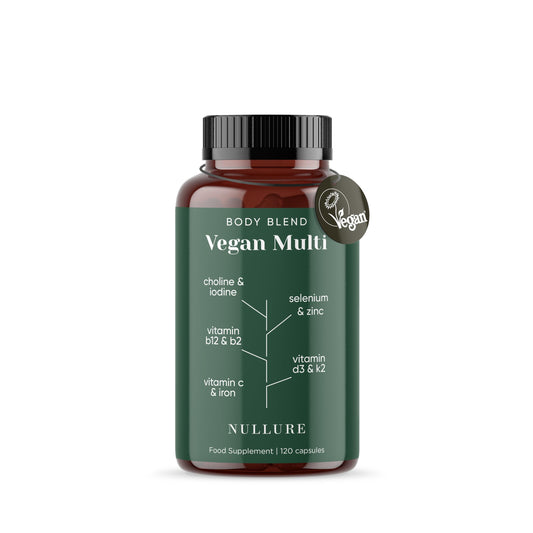 Nullure Vegan Multivitamin Tablets for Women and Men All-in-One | 4 Months | Formulated for Vegan and Vegetarian Diets | Vitamin B12 + D3 + K2 + Iron + Iodine + Zinc | Third Party Tested