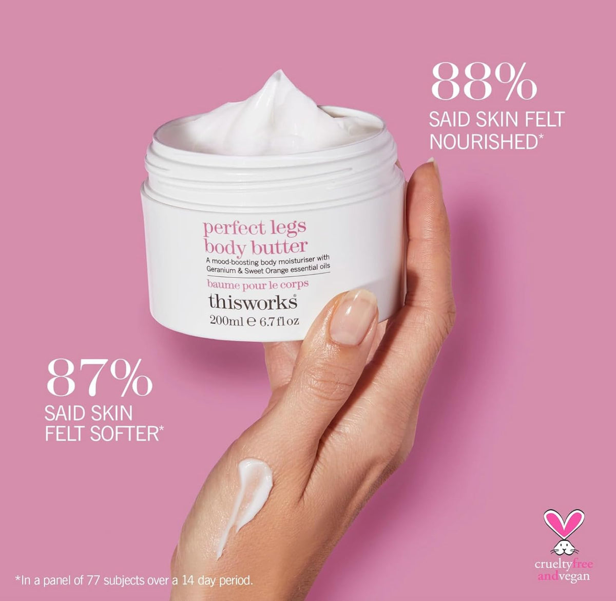THISWORKS This Works Perfect Legs Body Butter, 200 ml - Body Lotion with Mood-Boosting Geranium and Orange Essential Oils - Nourishing Body Moisturiser with Shea Butter and Hyaluronic Acid for a Hydrating Glow