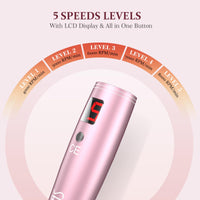 Automatic Serum Applicator Microneedling Pen PELCAS, A3 Electric Derma Pen Level 5 with LCD Screen Rechargeable Cordless Dermapen for Scars,Wrinkles,Stretch Marks,Acne,Skin Rejuvenation(Rose Gold)