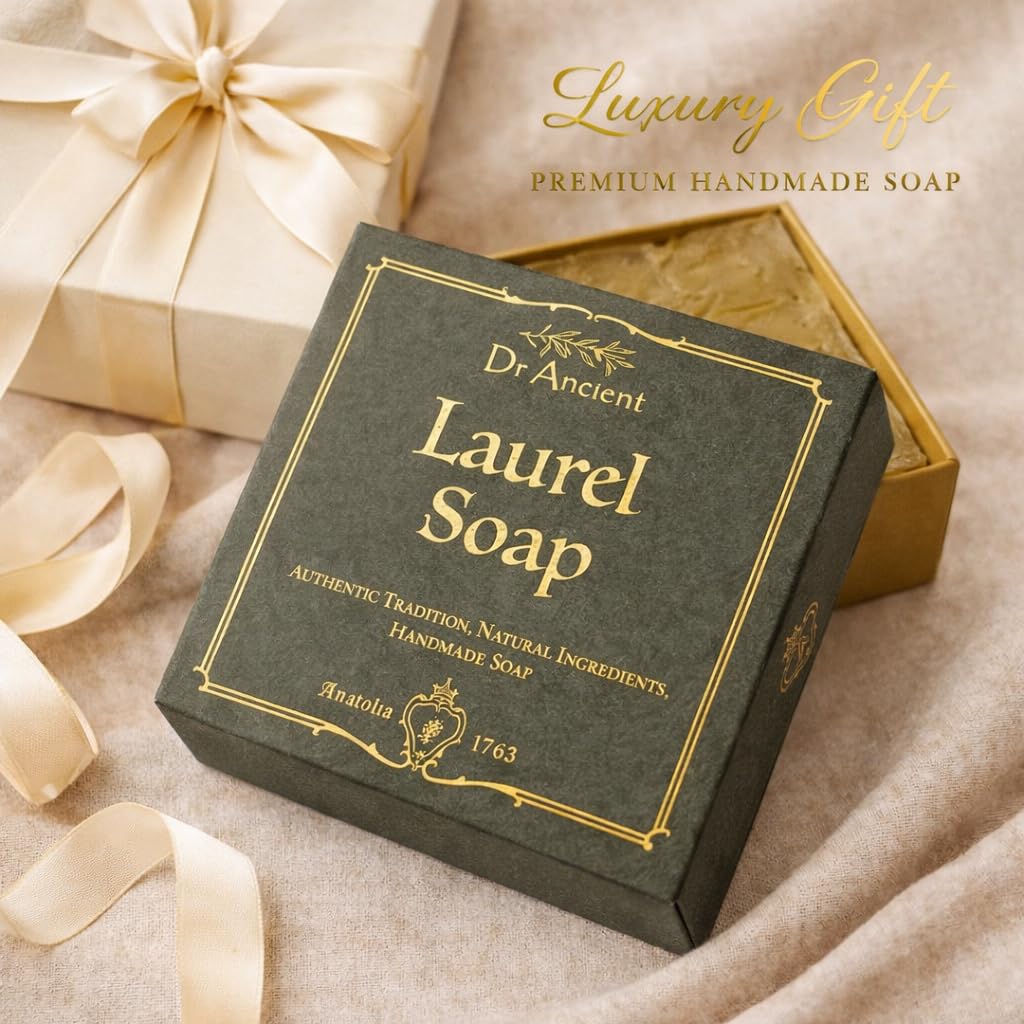 Dr.Ancient Laurel Soap Bar – Signature Gift Box Edition – Handmade Natural Soap with Laurel Oil – 140g Premium Gift Soap