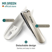 MR.GREEN Nail Clippers Anti Splash Fingernail Cutter Stainless Steel Manicure Tools Nail Scissors Detachable Design Nail Trimmer (Medium+Glass File)