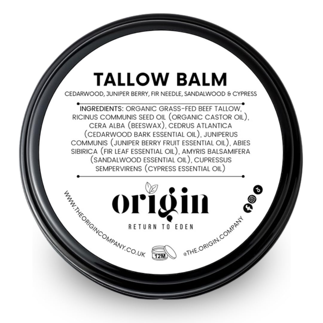 Generic Origin - Organic Beef Tallow Skin Care. Whipped cream balm for adults and baby. Barrier skin food for dry skin eczema rosacea menopausal. (Cedarwood, Juniper, Fir needle, Sandalwood)