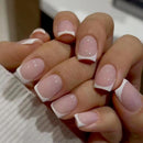 EONFAVE 24 Pcs French False Nails - Press on Nails - Full Cover False Nails Nude White Square Stick on Nails - French Fake Nails Stick on Nails for Women and Girlfriend Nail Art