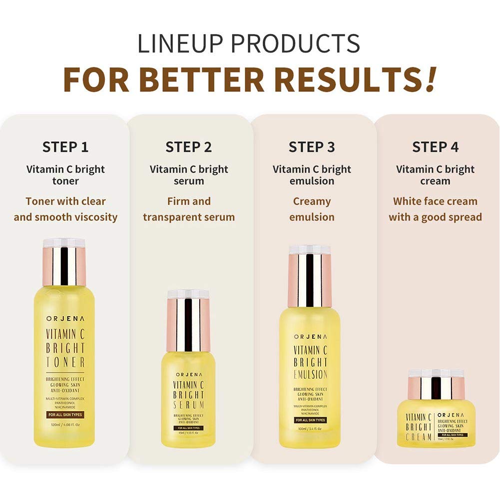 ORJENA Vitamin C Bright Serum - Brightening Effect, Glowing Skin, Anti-Oxidant - For All Skin Types, 45ml Net Wt