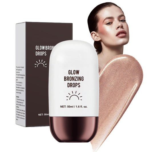 Cureluxe Glowing Liquid Bronzer - Bronzing Drops - Tan Face Drops -Liquid Bronzing Drop for Body - Tan Luxe Face Tanning Drop for Contour Makeup & Natural Glow - Luxe Champagne Shimmer 01