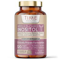 Time Health Myo & D Chiro Inositol - Clinically Proven - PCOS Support - 6X More D Chiro Inositol for Enhanced Benefits - 120 Capsules - Vegan - No Additives (120 Capsules)
