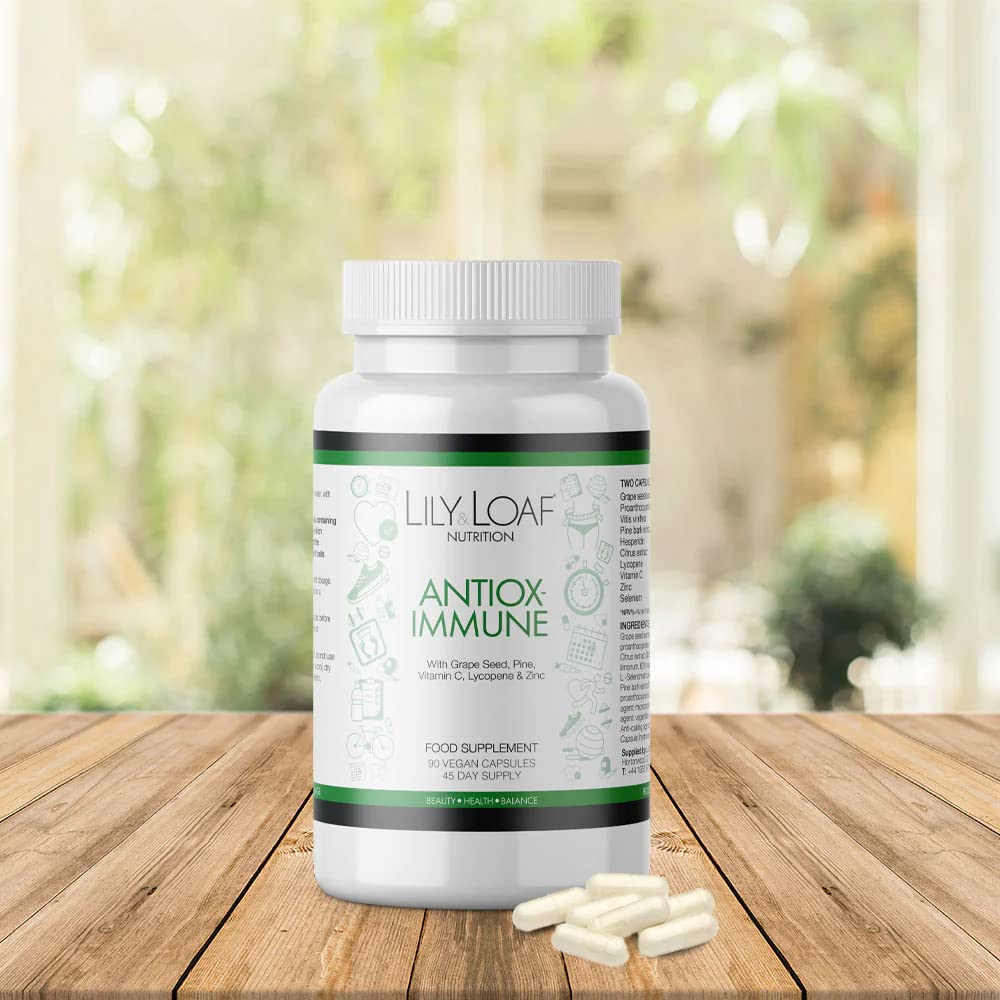 LILY & LOAF Antiox-Immune | Grapeseed, Zinc, Vitamin C, Lycopene | 90 Vegan Capsules | 45-Day Supply