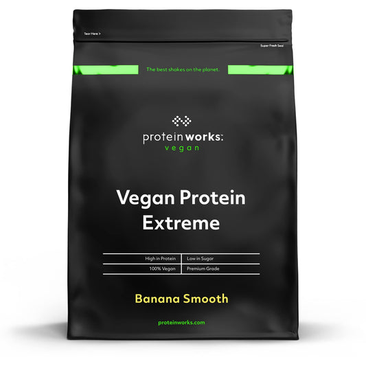 Protein Works - Vegan Protein Extreme | 29g Plant Based Protein | Added Vitamin Blend | 14 Servings | Banana Smooth | 500g