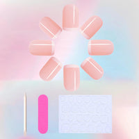 Wormeer 24 Pieces French Tip False Nails - Short Press On Nails Full Cover Nude White Square and Round Shape- Perfect French Nail Art for Women