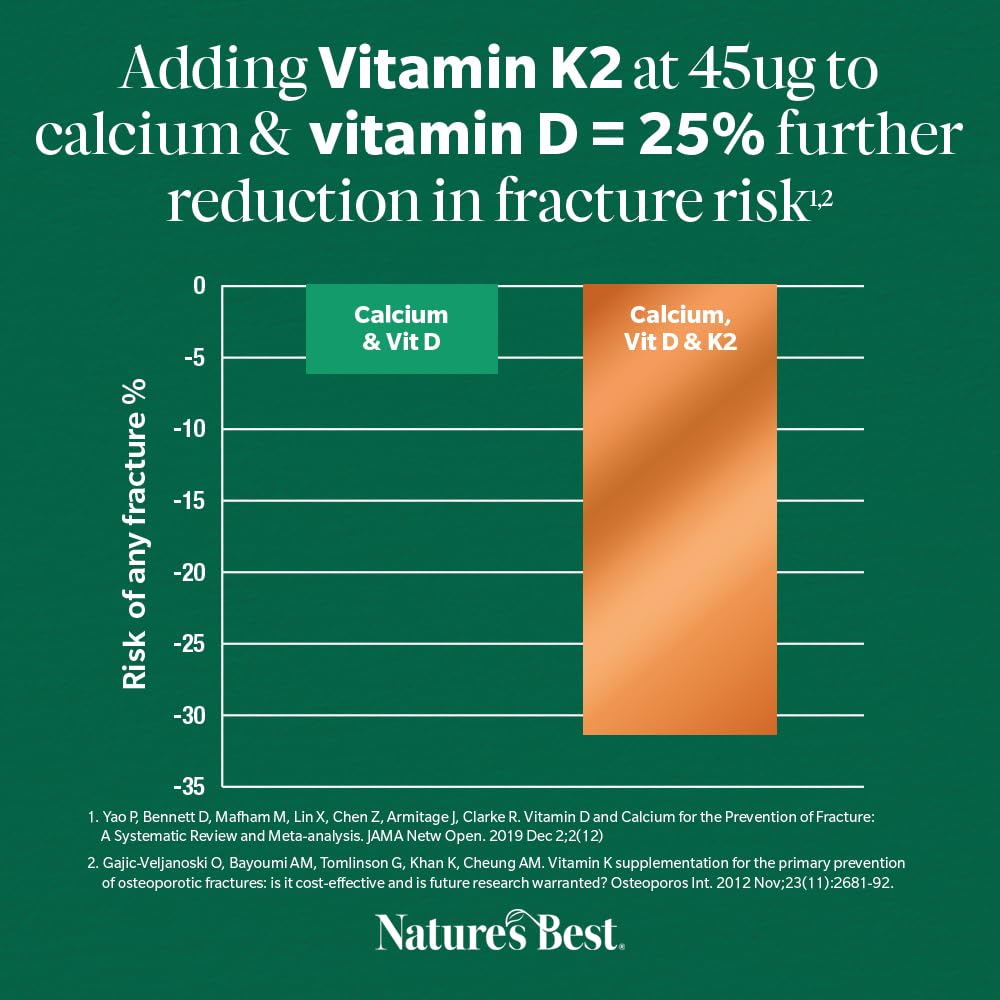 NATURE'S BEST Nature's Best Bone & Immune Boost - High Strength Vitamin D3 1000iu & K2 90µg - Optimal Support for Bones, Teeth, and Immune Function - UK Made - 60 Capsules (2 Months' Supply)