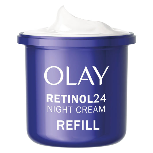 Olay Retinol 24 Night Cream Face Moisturiser REFILL, Skincare with Antioxidant Vitamin E. Overnight Anti Aging Skin Care: Smooths, Renews and Hydrates, 50ml