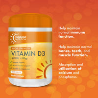 Vitamin D3 Tablets - Maximum High Strength D3 4000IU - One a Day - 365 Days Supply, Easy to Swallow (Adults D3 Tablets) by Sunshine Nutrition. Made in UK.