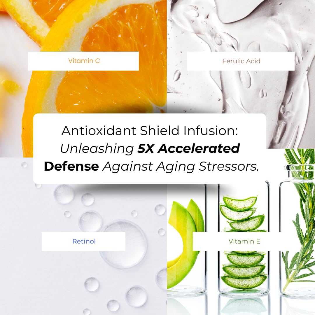 hollywoodskin 2023 Award-Winning Ferulic Acid Serum - with 20% Vitamin C + E, Retinol & Double Weight Hyaluronic Acid. Brightening, Anti-Age, Photo Damage. 30ml