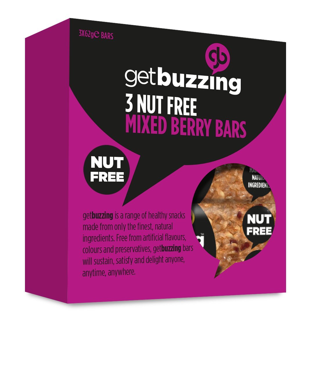 getbuzzing gb Getbuzzing Nut Free Berry Flapjacks 62 g (Pack of 3)
