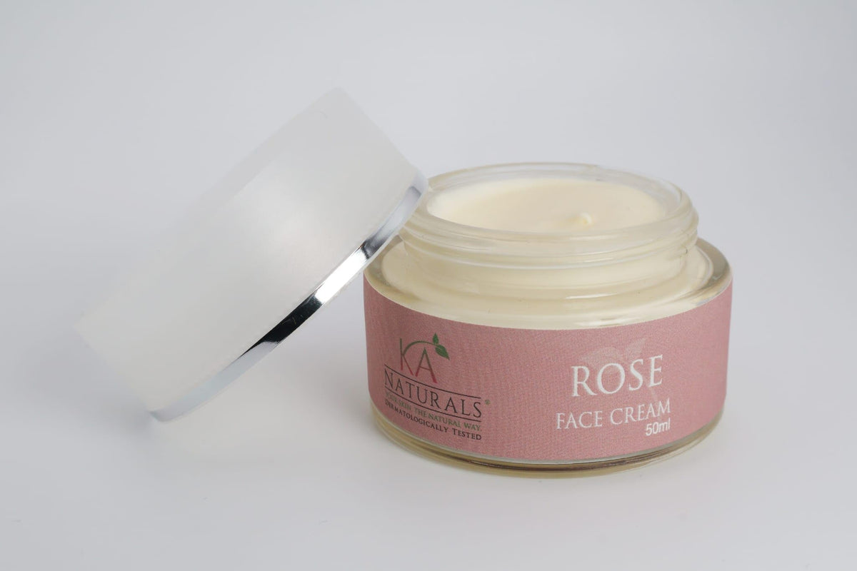 K A Naturals Rose Face Cream - 100% Natural, Vegan and Dermatologically Tested