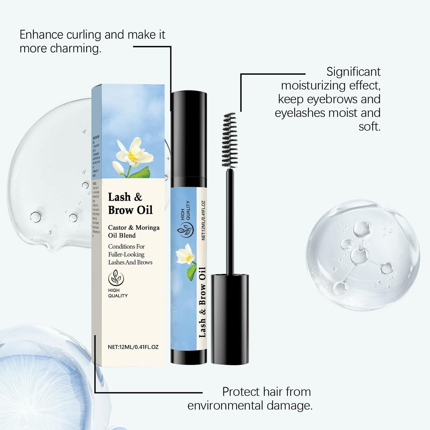 SingHao Eyelash Growth Serum,Portable Eyelash and Brow Oil,Lash & Brow O/il & Applicator,Eyebrow Growth Serum,Castor Oil for Eyelashes,Eyebrow Serum Growth Rapid Brow,Lash Serum Growth,Eyelash Conditioner