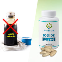 Iodine Tablets 12.5mg, Lugols Iodine Tablets, High Strength Iodine and Potassium Iodide, 90 Vegan Tablets, GMO and Gluten Free
