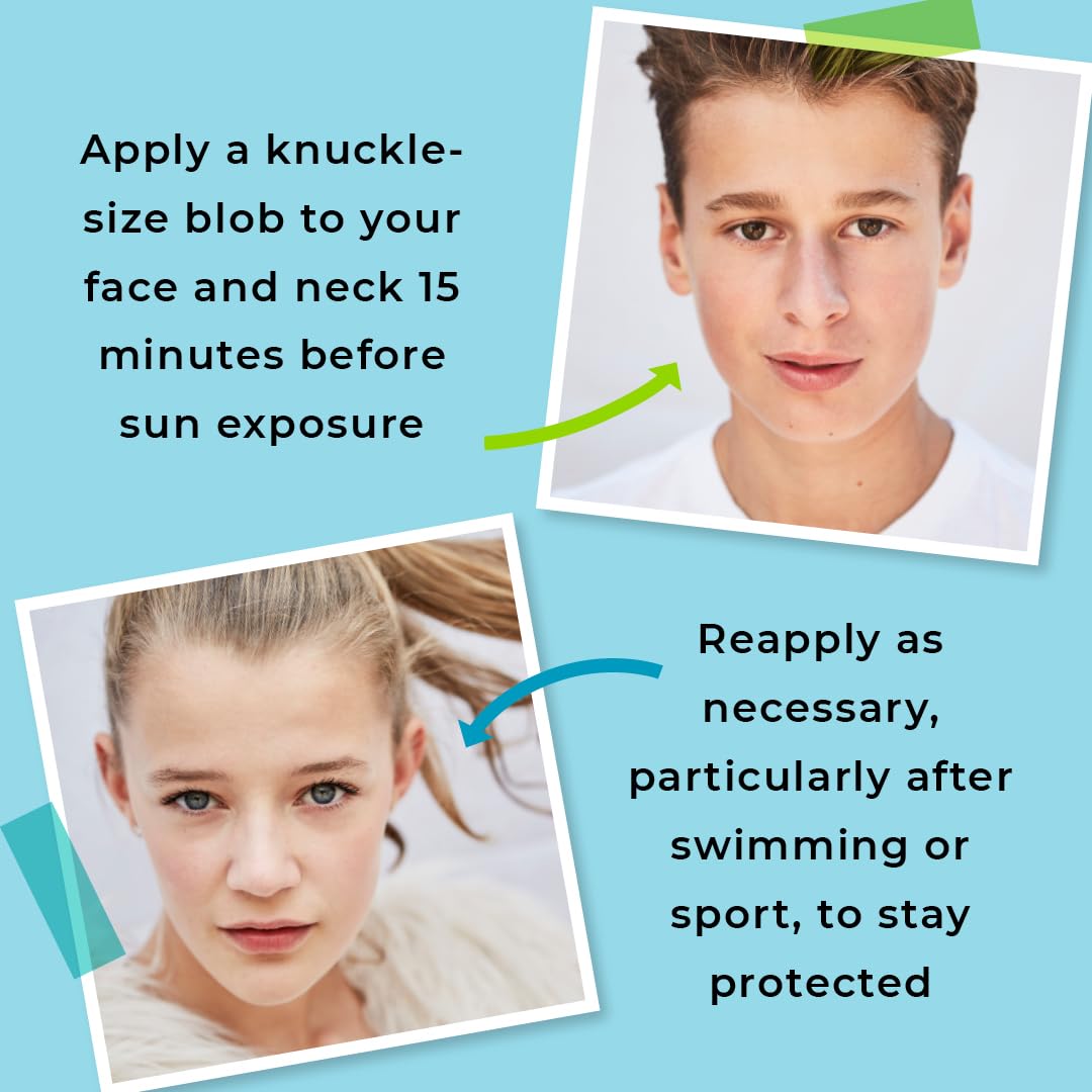 Spots & Stripes - Sun Squad Sensitive Skin SPF 30 for Face, 99% Natural, 100% Mineral Sunscreen for Teens and Young Skin, Organic Aloe Vera Leaf Juice, Jojoba and antioxidant-packed Green Tea (50ml)