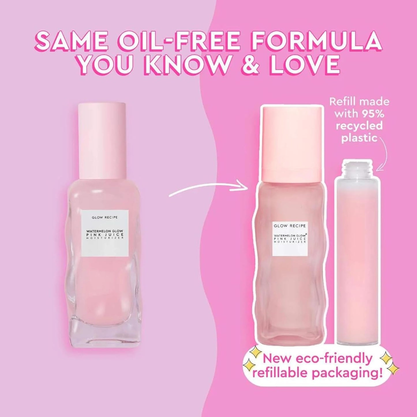 Glow Recipe Refill Pink Juice Water Gel Face Moisturizer for Women, Men & Teens - Hydrating Hyaluronic Acid, Radiance Boosting, Non-Comedogenic, Oil-Free, Lasting Korean Skin Care for Oily Skin, 50ml