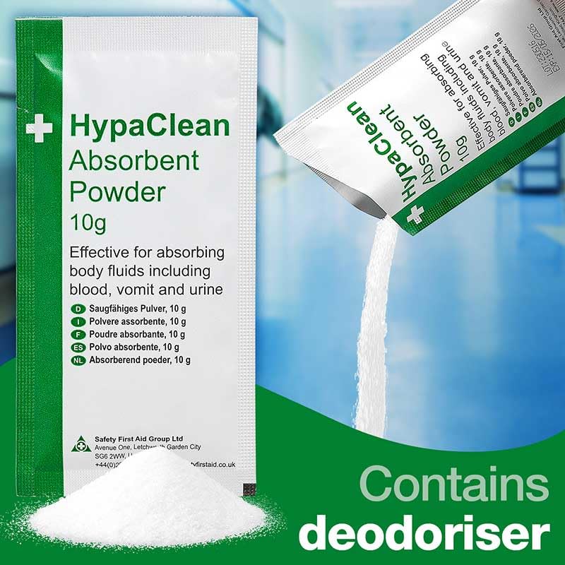 Safety First Aid Group HypaClean Absorbent Powder 10g, Pack of 25