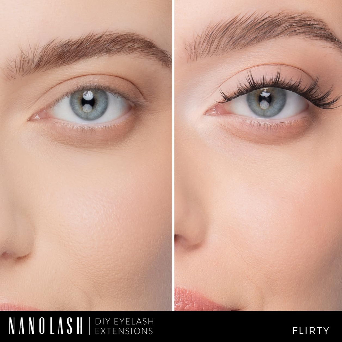 Nanolash DIY Eyelash Extensions 36 pcs - cluster lashes DIY, cluster false eyelashes for lash extensions at home, individual cluster lashes (Black, FLIRTY)