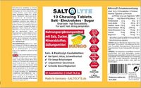 SALTOLYTE 10 Chewing Tablets Mango in Sachet, Salt and Electrolyte Chewable Tablets with Sodium, Magnesium, Potassium, Calcium - Mango Flavour