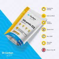 Dr Corbyn Vitamin D3 1,000 IU / 25ug - 60 Tablets | Vegetarian Vitamin D Supplement (Cholecalciferol) | Easy to Swallow Tablets | Immunity & Bone Support