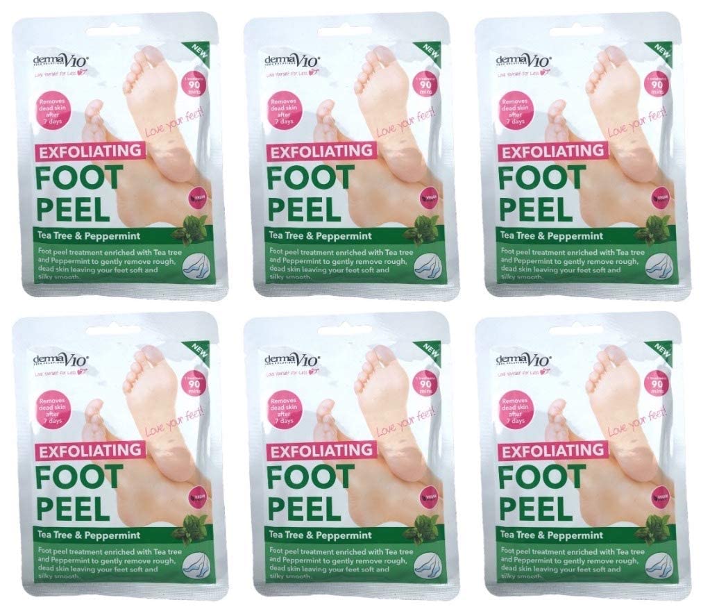 Derma V10 Exfoliating Foot Peel Tea Tree & Peppermint Removes Dead Skin After 7 Days