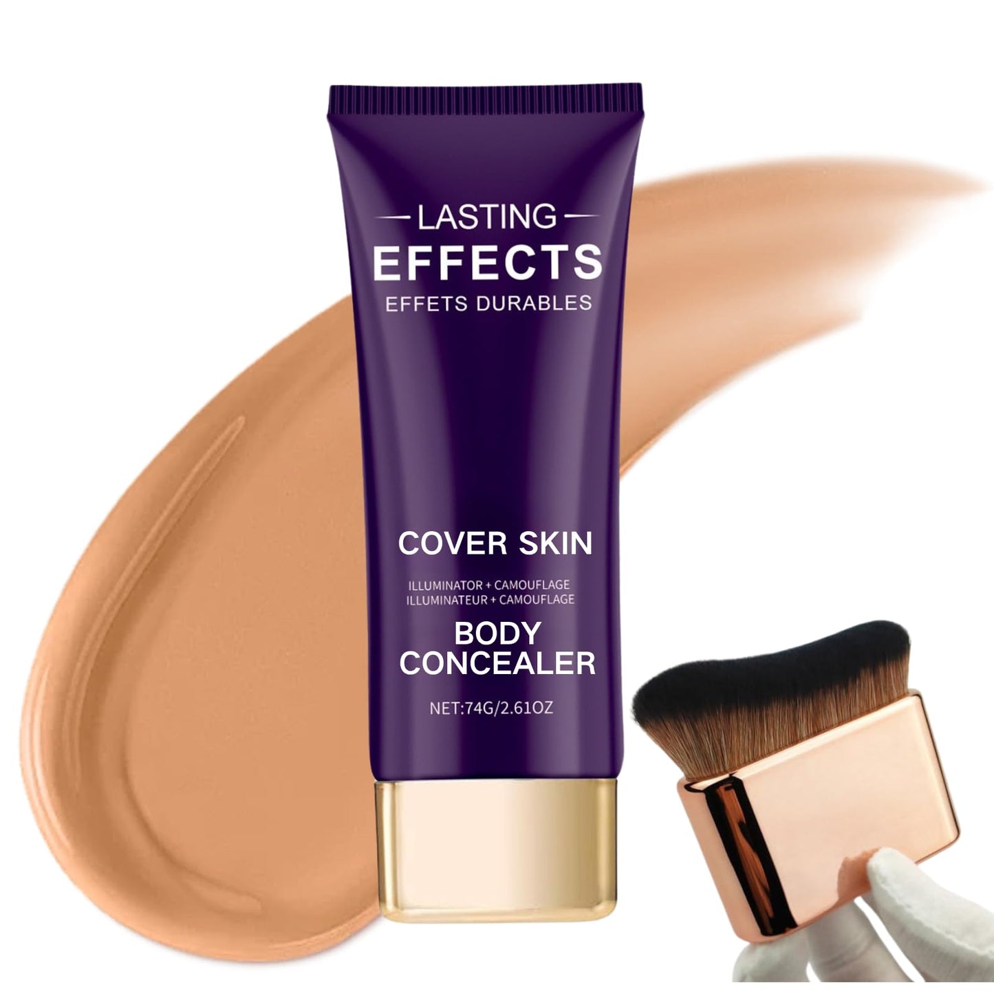 HERBENJOY SHEBEEDO Body Concealer Foundation with Brush,Full Coverage Tattoo Cover Up Makeup Colour Corrector,Leg Makeup To Cover Veins Complexion Perfector Even Tone,Concealer For Tattoo & Scars Dark Spots