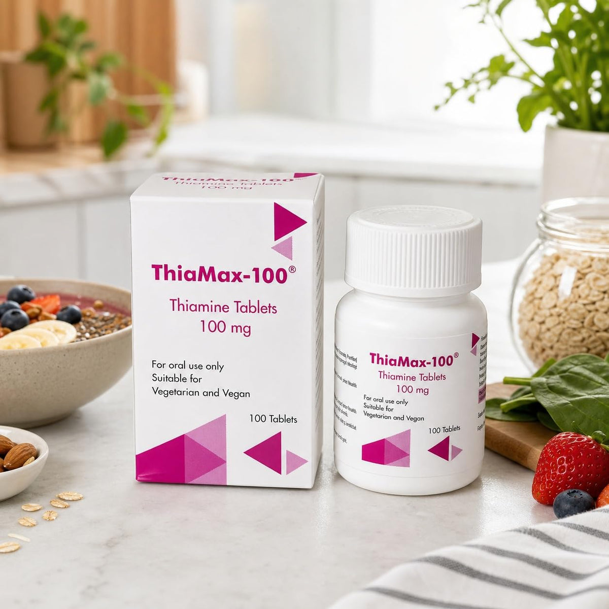 PuroSure ThiaMax-100 Vitamin B1 Thiamine 100mg Tablets – Pack of 100 - for Heart, Immune and Psychological Function & Energy Release