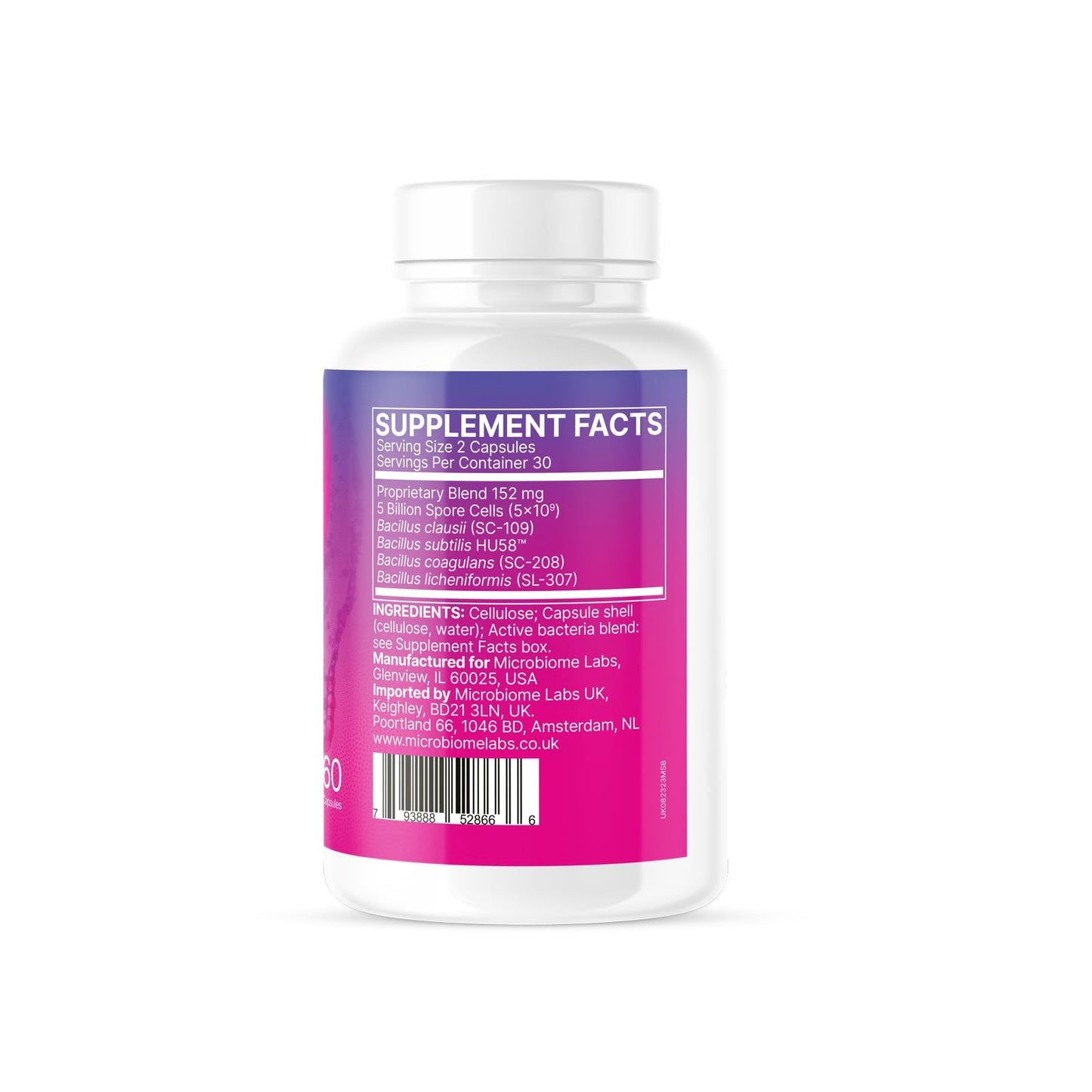 Microbiome Labs MegaSporeBiotic Spores Only Version - Spore Based Probiotic Active Bacteria Daily Supplement with 4 Bacillus Strains Gut Health Vegan (60 Capsules)