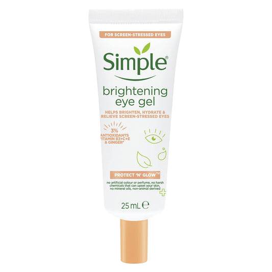 Simple Protect ‘n’ Glow Brightening Eye Gel cruelty-free and vegan for the protection and hydration of screen-stressed and tired eyes 25 ml
