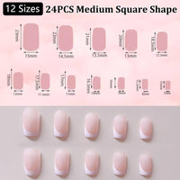 NLFOX Black Nails French Tip - Glitter False Nails with Glue - 24PCS Coffin Press on nails - Gothic Ballet Fake Nails - Stick on nails for Women Long Lasting - Medium Nail Tips Glue On