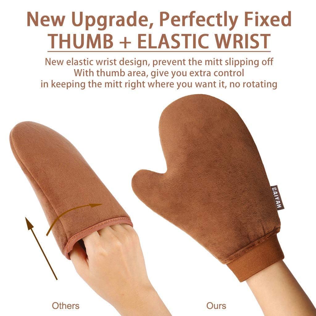 G GAIYAH GAIYAH Self Tanning Mitt Applicator - Fake Tan Mitt With Anti-slip Elastic Wrist And Thumb, Streakless Self Tan Mitt