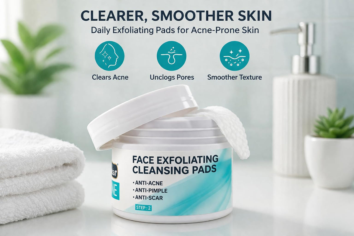 CHEAR ACNE Chear Acne Exfoliating Cleansing Pads 55 Pads – Salicylic Acid, Niacinamide & Hyaluronic Acid Face Pads with Witch Hazel, Pore Clearing Wipes for Acne, Oily Skin & Blackheads