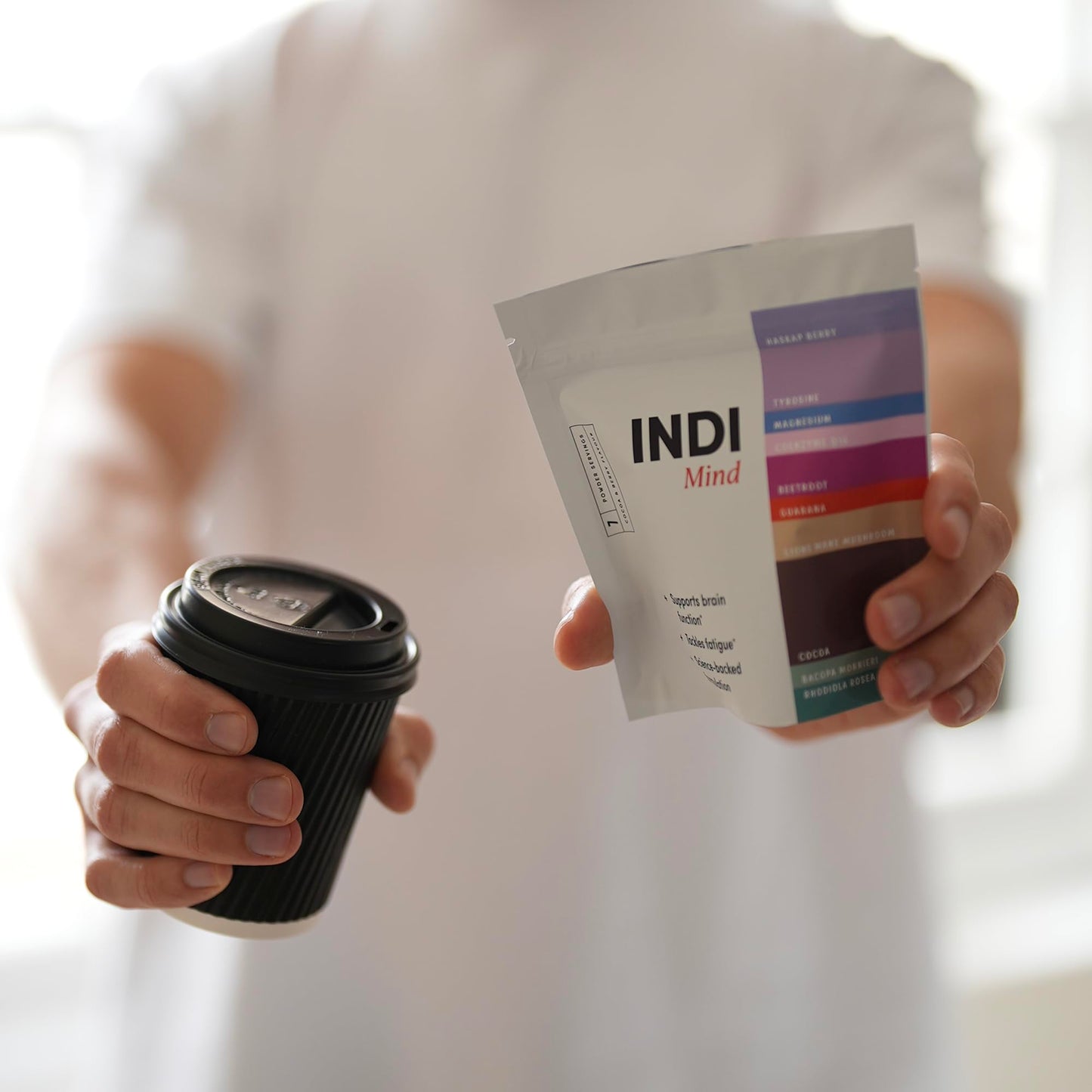 Indi Mind Supplement - Plant-Based Nootropic Powder for Brain Function - Improves Focus, Supports Memory and Combats Fatigue - Cocoa and Berry Flavour with Lions Mane- Trial Pouch (7 Servings)