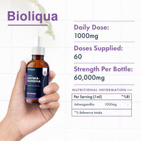 Ashwagandha Supplement Liquid Drops - High Strength of 60,000mg per 60ml Bottle at 4X Concentration - Vegan - 2 Month Supply of Premium Ashwagandha Extract - 60 Servings - Made in UK by Balance