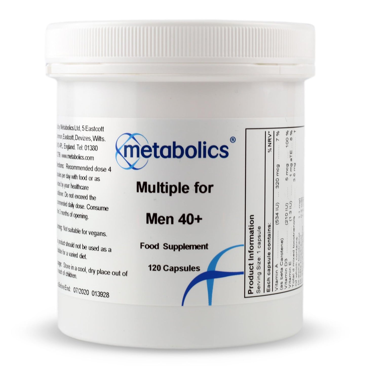 Metabolics Multiple for Men 40+ Multivitamin Supplement for Men Over 40- Containing Over 30 Active Ingredients- Made in The UK