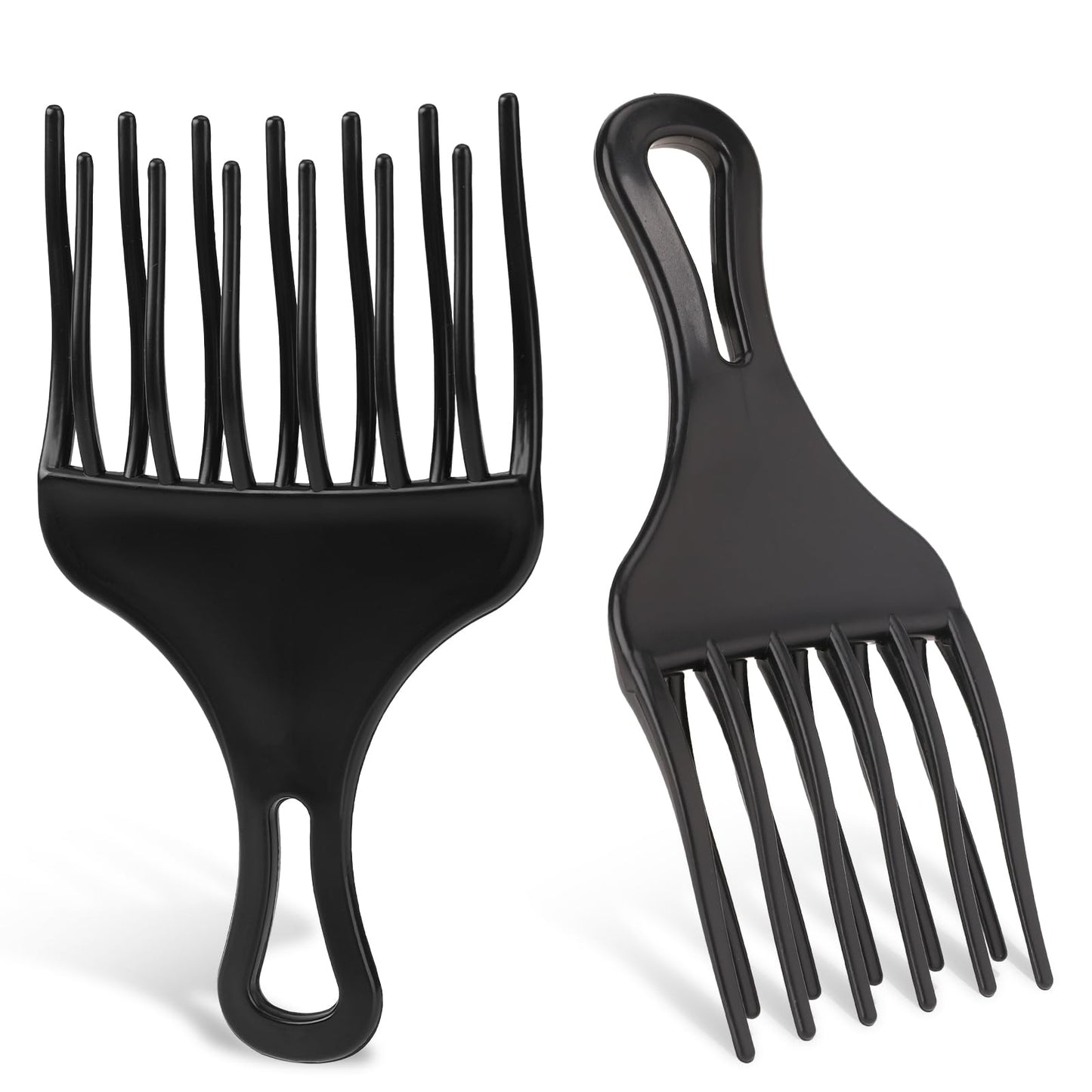 salbsever Salbsever 2-Piece Afro Hair Pick-Comb Set - Large and Small Plastic Wide-Tooth Picks for Curly Hair, Detangling, Wig and Braid Styling