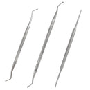 QACUU 3PCS Stainless Steel Ingrown Toenail Tool Set – Double Ended Cuticle Set and Metal Nail File for Toenail Care, Podiatrist Preferred Kit for Removing Debris and Cleaning Nail Grooves