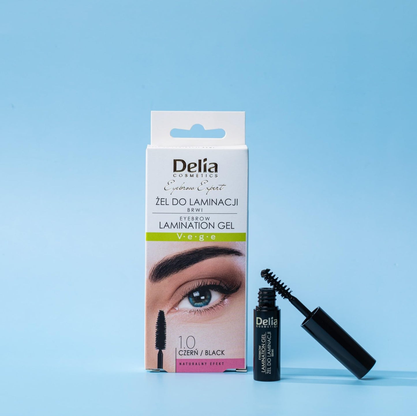 Delia Cosmetics – Eyebrow Expert – Eyebrow Lamination Gel – Black – Vegan Formula – Brow Shape Fixation – Color Enhancement – Biotin, Peptides, Glycerin – 4ml