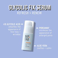 Nip+Fab Nip + Fab Glycolic Acid Fix Serum for Face with Aloe Vera, AHA Anti-Aging for Fine Lines and Wrinkles, Refine Minimize Pores, Skin Toning, 30 ml