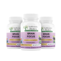 Authentic Biotics Brain Focus Supplement with Ashwagandha KSM-66 – Nootropic with B Complex & Magnesium – Energy, Memory, Focus & Mental Clarity – Vegan Cognitive Support – 3x60 Capsules Pack