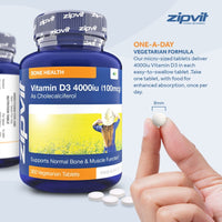 Vitamin D 4000iu 360 Micro Tablets. Vegetarian Society Approved. 12 Months Supply. Vitamin D3 Supports Bone Health and Your Immune System