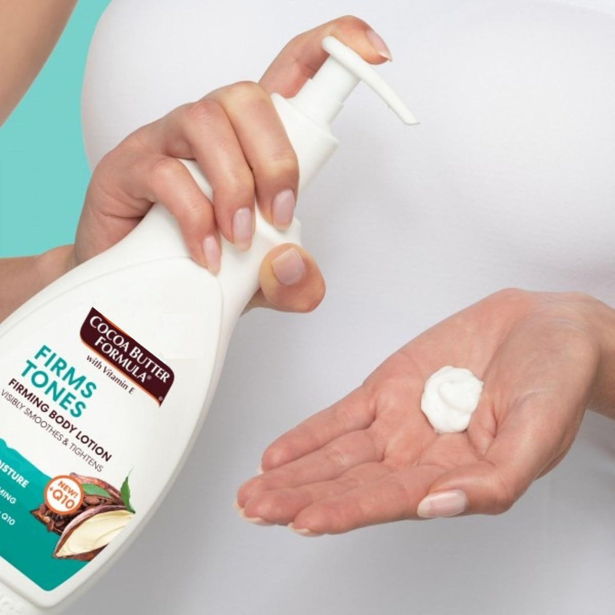 KRISP Cocoa Butter Formula Firming Body Lotion with Vitamin E, Collagen, Q10 & Elastin 400ml – Firms, Tones, Smooths Skin with Cosmetic Spatula – 48H Moisture, For Dry & Ageing Skin
