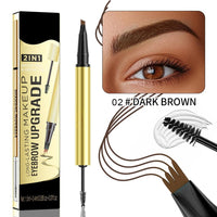 Generic Eyebrow Pen 2-in-1 Dual-Ended with Eyebrow Gel and Brow Brush, 4 Fork Tip for Natural Hair-Like Brows, Waterproof Long Lasting Defined Eyebrows (02# Dark Brown)