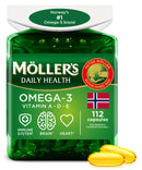 MÖLLER'S Moller’s ® | Omega-3 Capsules | Fish Oil | Nordic Omega-3 Dietary Supplement with EPA and DHA and Vitamins A, D and E | 166-year-old-brand | Daily Health | 112 Capsules