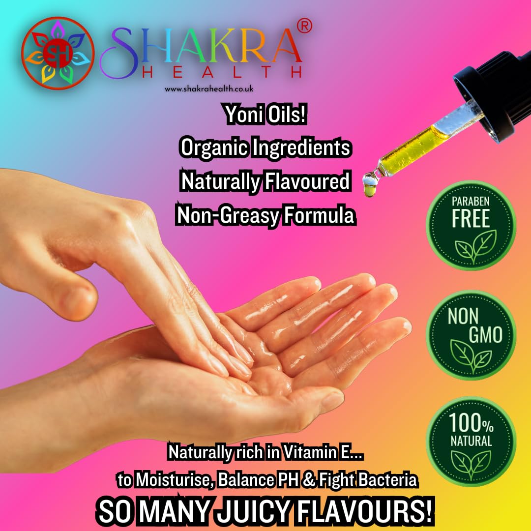 SH SHAKRA HEALTH Yoni Oil [Peach] 30ml – Organic & Vegan Non-Sticky Body Massage Oil for Women. Hydrating Skincare Moisturizer. Non-Greasy for Comfort.
