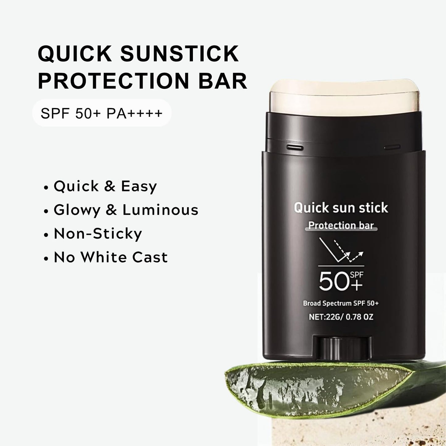 TBeautfave Quick Sunstick Protection Bar, Invisible Sunscreen Stick for Face/Body, Roll on Sunscreen SPF 50+, Sun Block Stick for All Skin Types, Sun Cream SPF 50, Non-Sticky, Quick & Easy, 22g