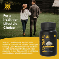 Lion's Pride Lions Pride Lions Mane Capsules, Food Supplement 10:1 Extract, High Strength Mushroom Powder, 60 Capsules
